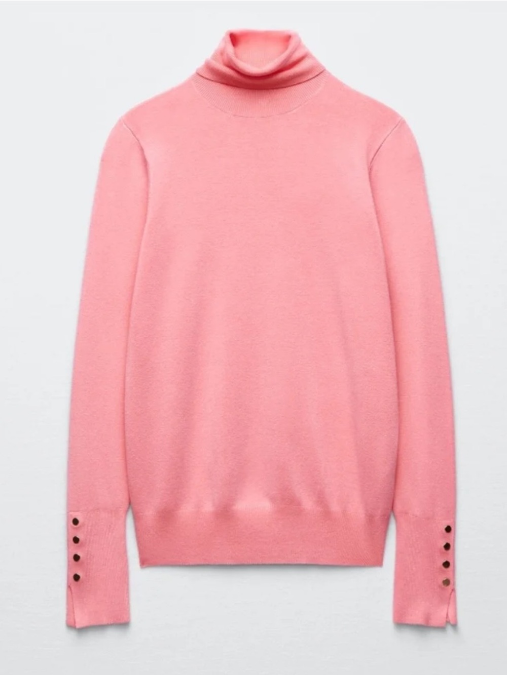 Zara Basic Pink High Collar Rib Knit Sweater - Size Large